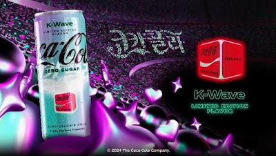 A can of Coca-Cola K-Wave Zero Sugar against a graphic designed for the campaign.