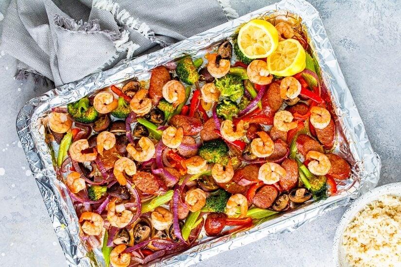 Shrimp and Andouille Sheet Pan Dinner