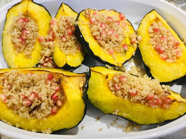 stuffed acorn squash quarters