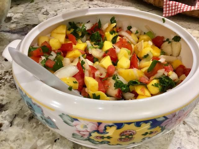 mango salsa appetizer for vegans and gluten free