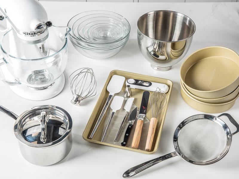 Tools from Williams Sonoma on white marble counter