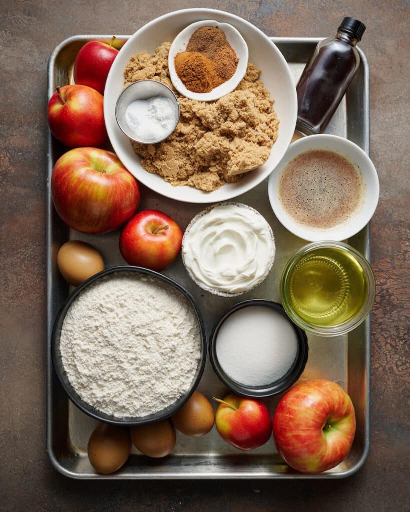 Ingredients for apple Bundt cake 