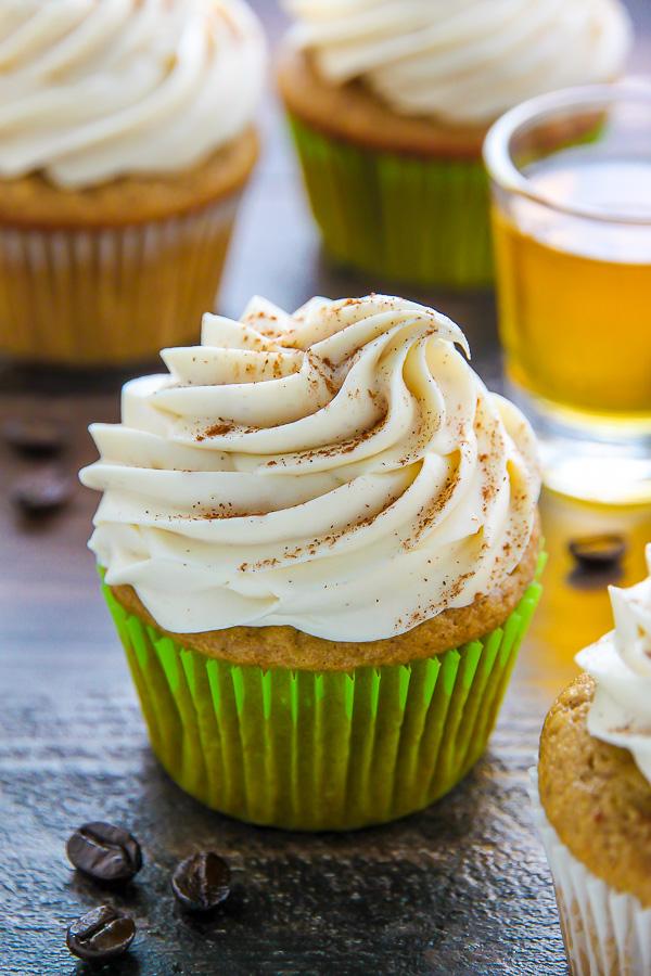 Supremely moist Irish coffee cupcakes topped with boozy buttercream! This one is for adults only!