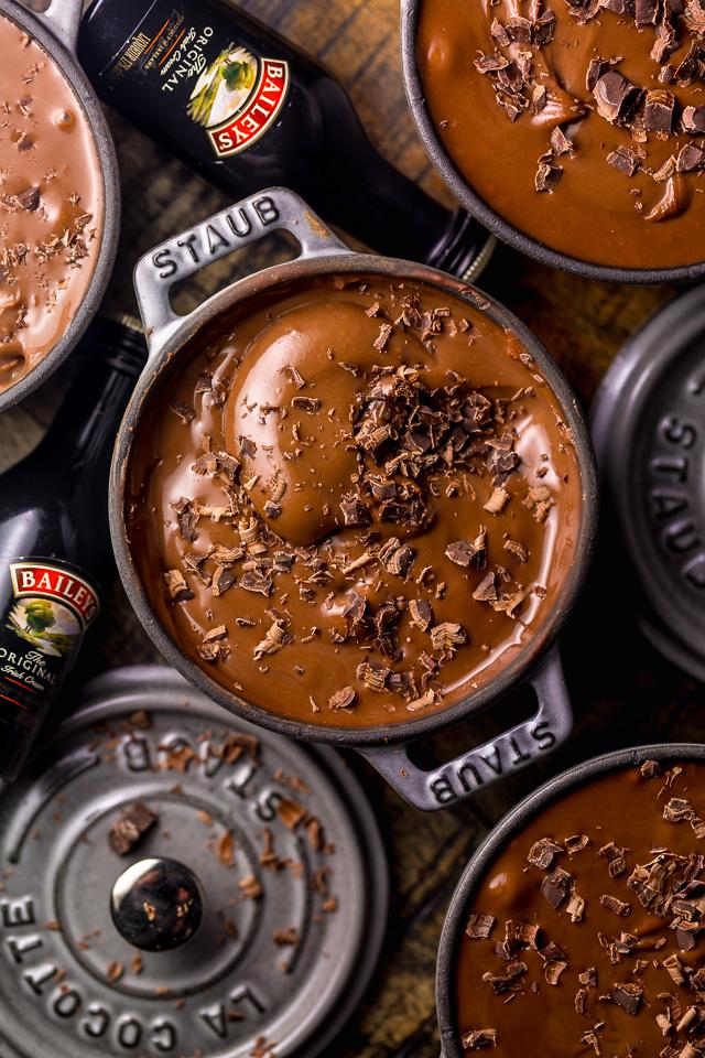 Baileys Irish Cream Chocolate Pudding is thick, creamy, and utterly decadent! The perfect make-ahead dessert to celebrate St. Patrick's Day! To serve, spoon into small serving dishes and top the individual servings with shaved chocolate! #BaileysIrishCreamChocolatePudding #ChocolatePudding #Pudding #IrishCream #Chocolate #Pudding