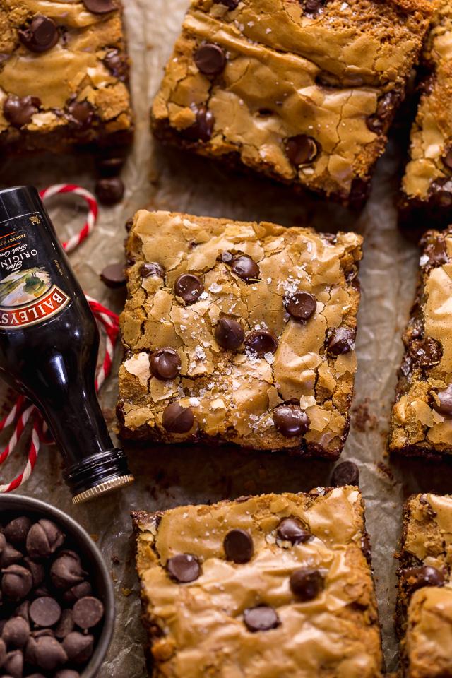 Baileys Irish Cream Chocolate Chip Cookie Bars