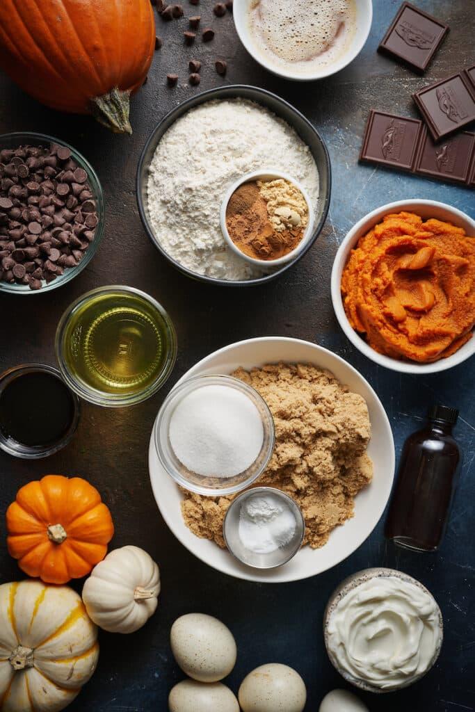 Wet and Dry Ingredients for Pumpkin Bundt Cake