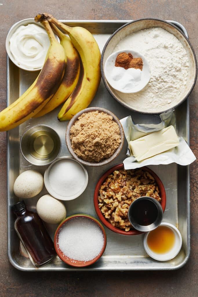 Banana bread ingredients. 