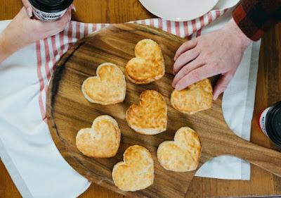 A tray of Hardee's Heart Shaped Biscuits.