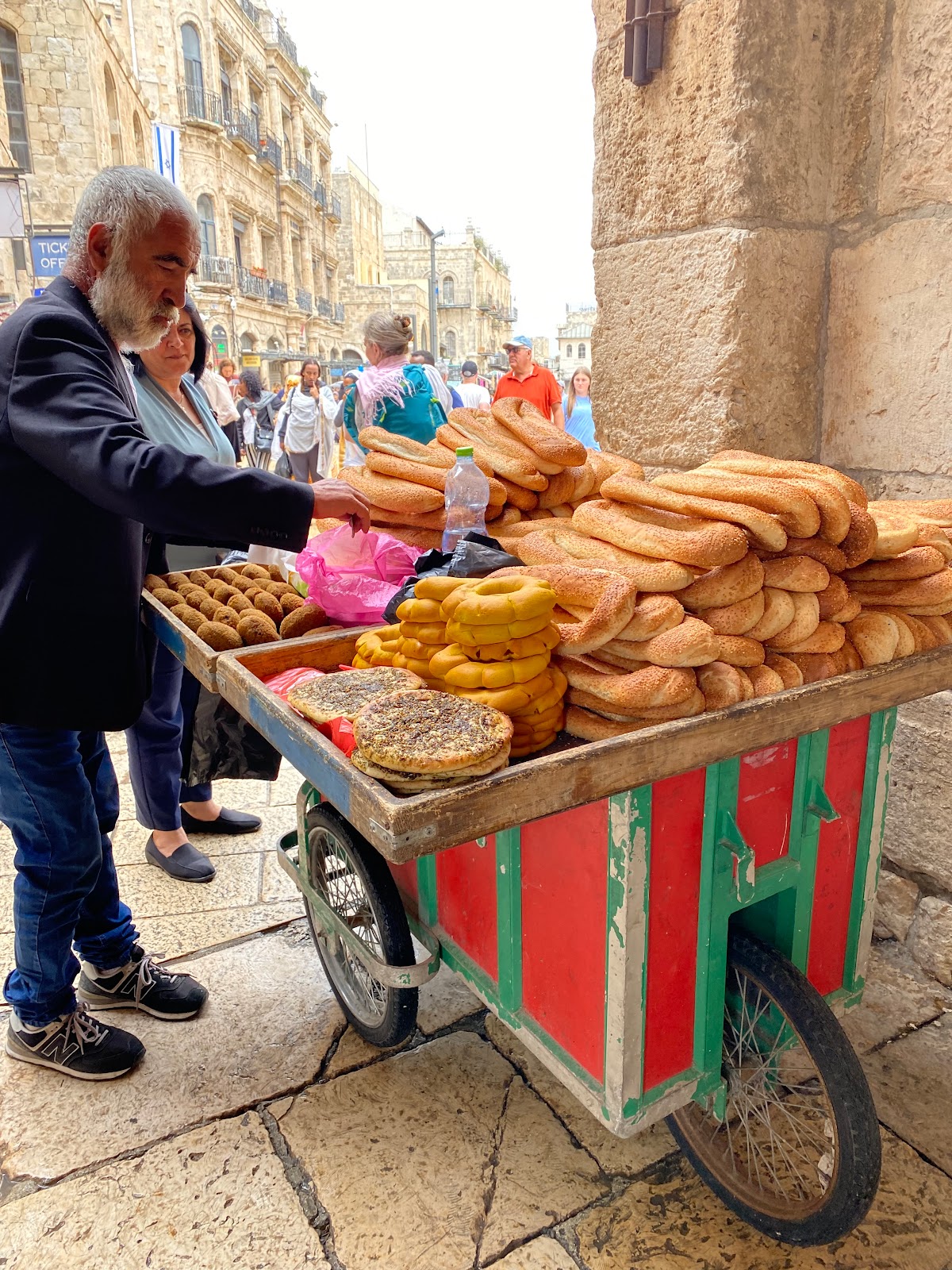 street vendor in Jerusalem, breads