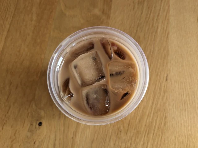 Top-down view of  Wendy's - Peppermint Frosty Cream Cold Brew.