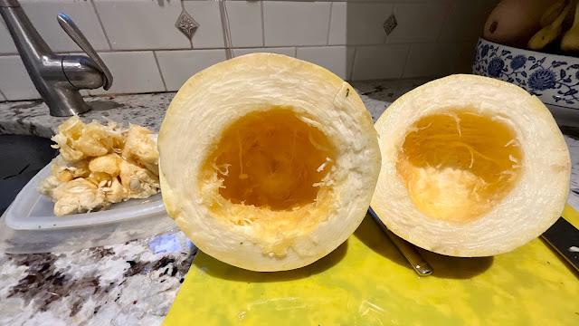 spaghetti squash cut and seeded