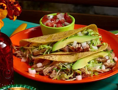 El Pollo Loco Carnitas Tacos on a plate.