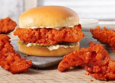 Hardee's Nashville Hot Hand-Breaded Chicken Sandwich and Tenders.