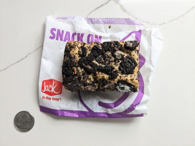 Top-down view of the Jack in the Box Oreo Ultimate Cookie Bar.