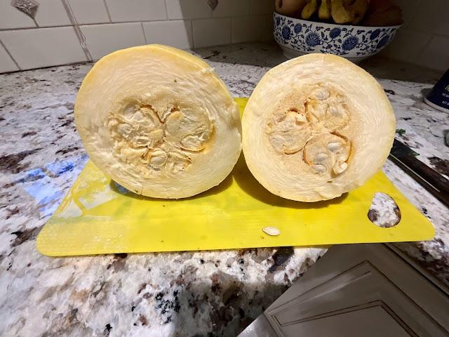 spaghetti squash cut in half