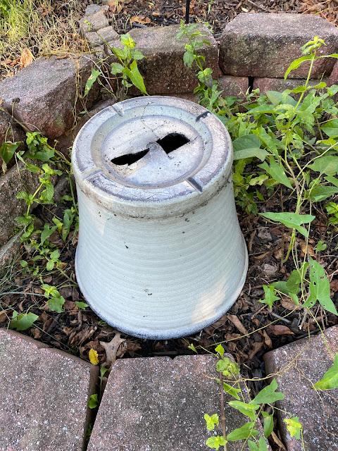 an old upside down planter
