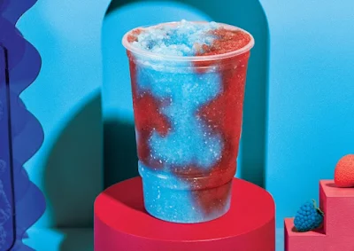 A cup of Taco Bell's Double Berry Freeze.