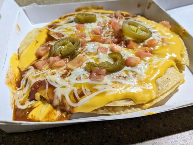 Taco Bell Cheesy Jalapeño Mexican Pizza three-quarters view.