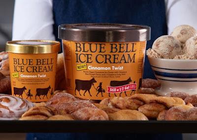 A pint and half-gallon tub of new Blue Bell Cinnamon Twist ice cream.