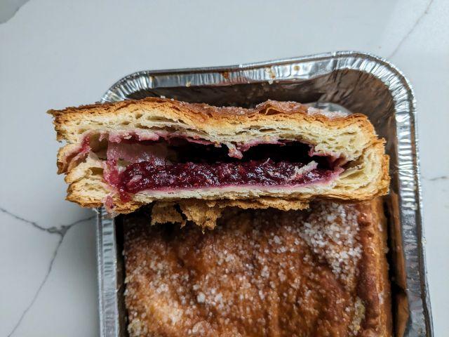 Cross-section of Trader Joe's Raspberry Croissant Carré.