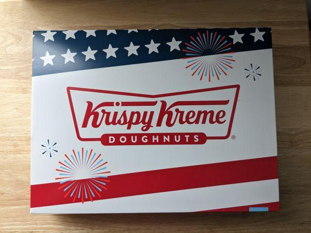 Krispy Kreme Stars and Stripes Dozen box.