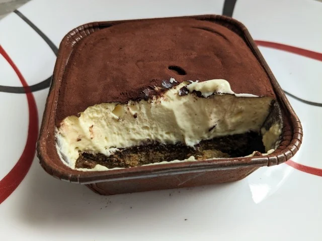 Cross-section of Trader Joe's Italian Tiramisu.