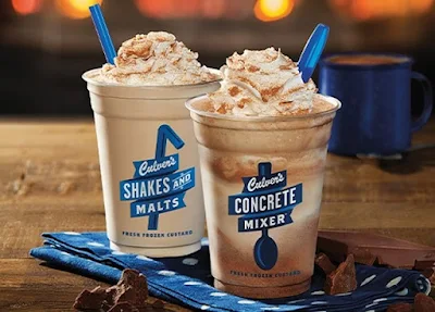 Culver's Frozen Cocoa Concrete Mixer and Frozen Cocoa Shake.