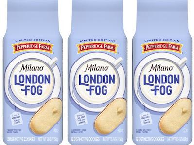 Packages of London Fog Milano cookies.