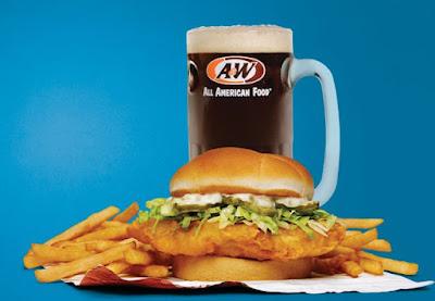 A&W Cod Sandwich combo meal.