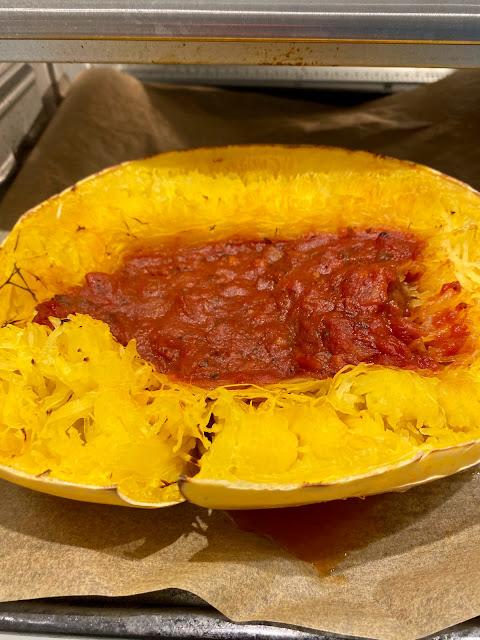 Baked spaghetti squash with salsa