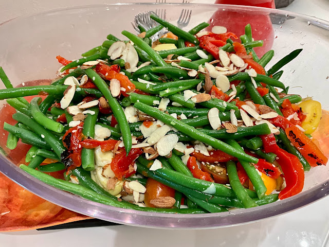 green bean salad with almonds  and tomatoes