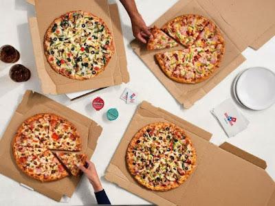 A selection of Domino's pizzas.