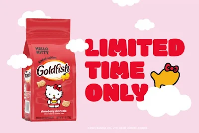 A bag of limited-edition Goldfish Hello Kitty Strawberry Shortcake Flavored Grahams.