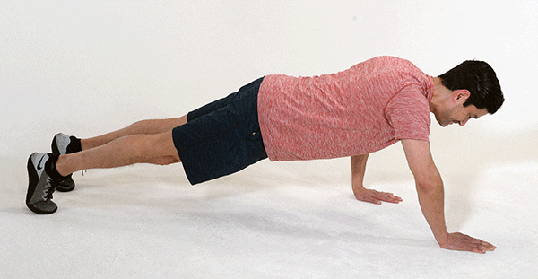 Man Does Staggered Push Up | Push Up Variations