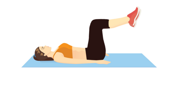 Cartoon Depiction of Woman Doing Supine Heel Taps | How to Engage your Core