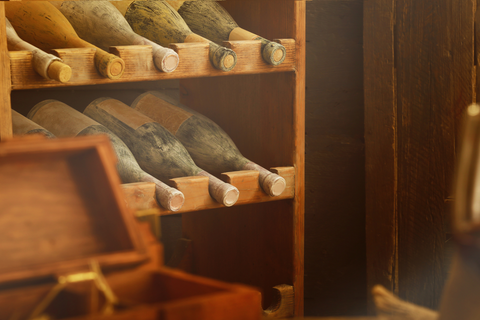 wine bottles aging