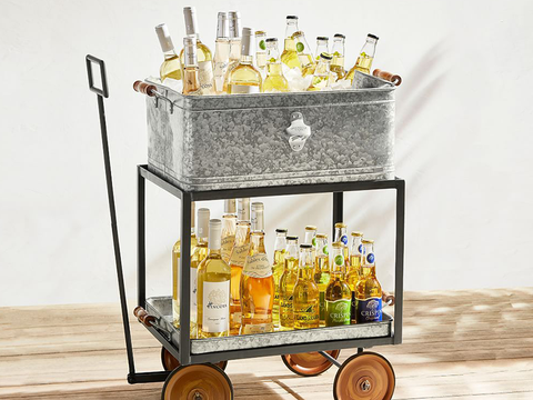 galvanized bucket bar cart