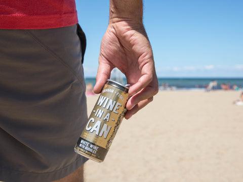 canned wine beach