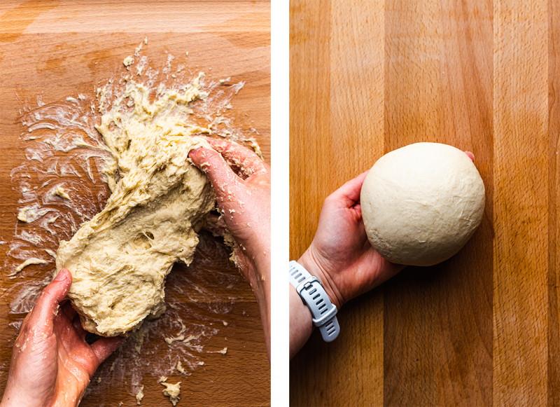 vegan kanelbullar hand kneading