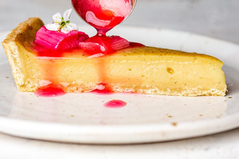 vegan custard tart slice dressing