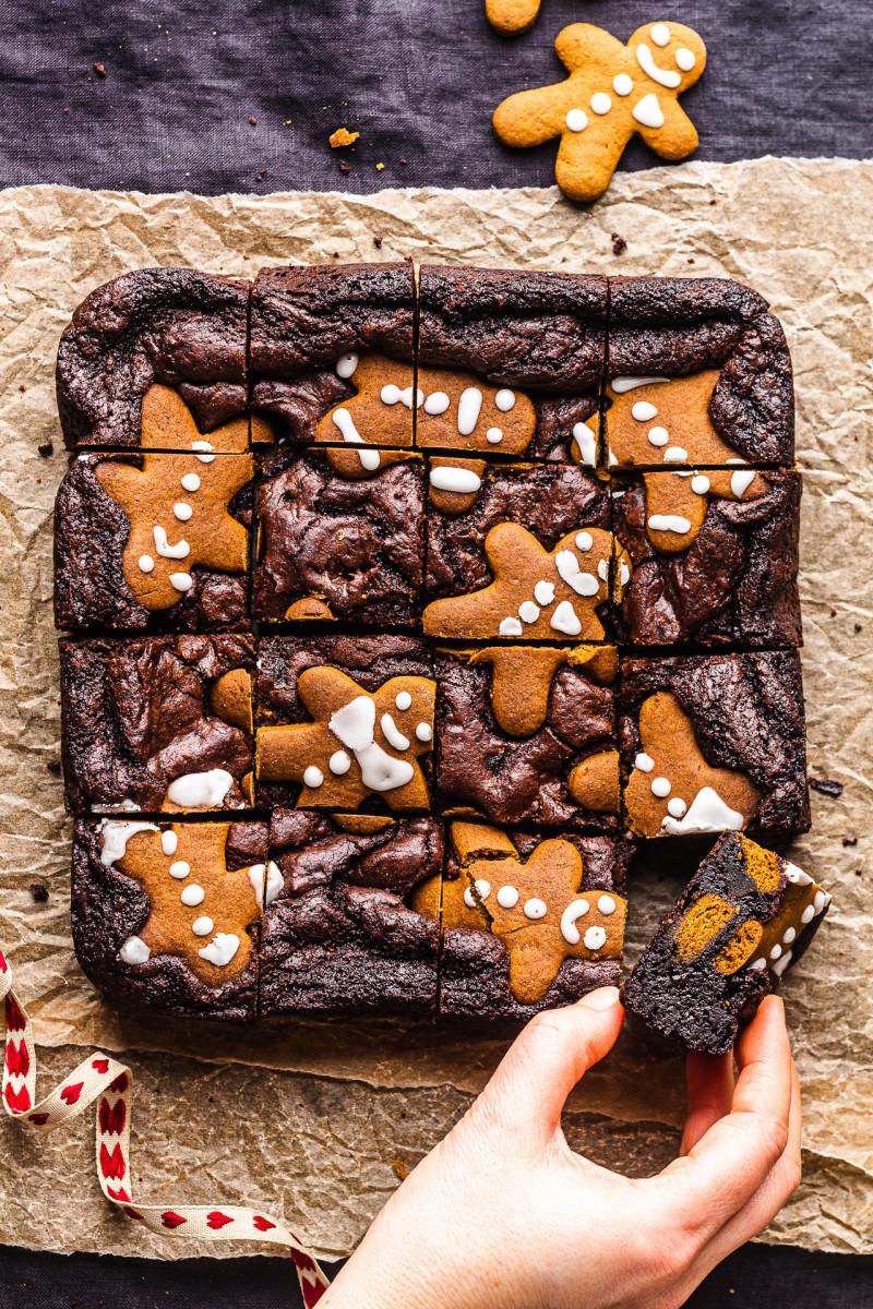 Christmas brownies vegan cut