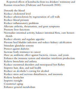 Kombucha health benefits list