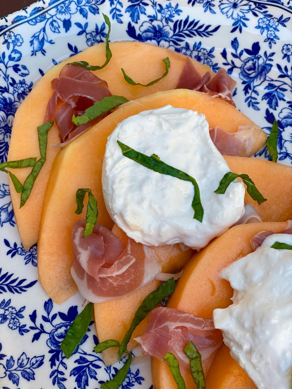 Cantaloupe with Prosciutto and Burrata
