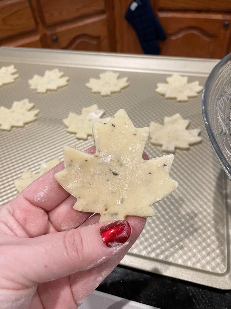 Easy White Cheddar Rosemary Leaf Crackers