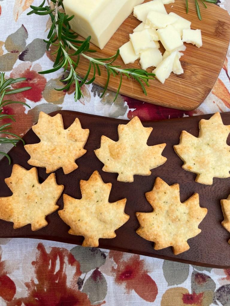 Easy White Cheddar Rosemary Leaf Crackers