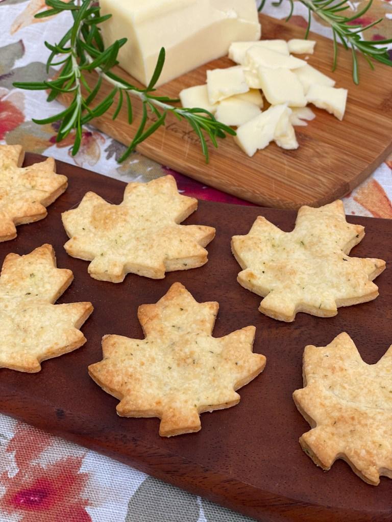 Easy White Cheddar Rosemary Leaf Crackers