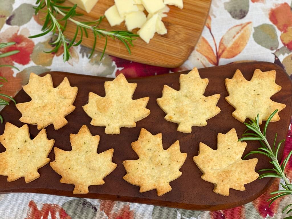 Easy White Cheddar Rosemary Leaf Crackers