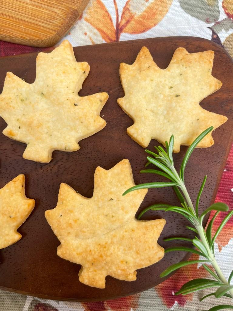 Easy White Cheddar Rosemary Leaf Crackers