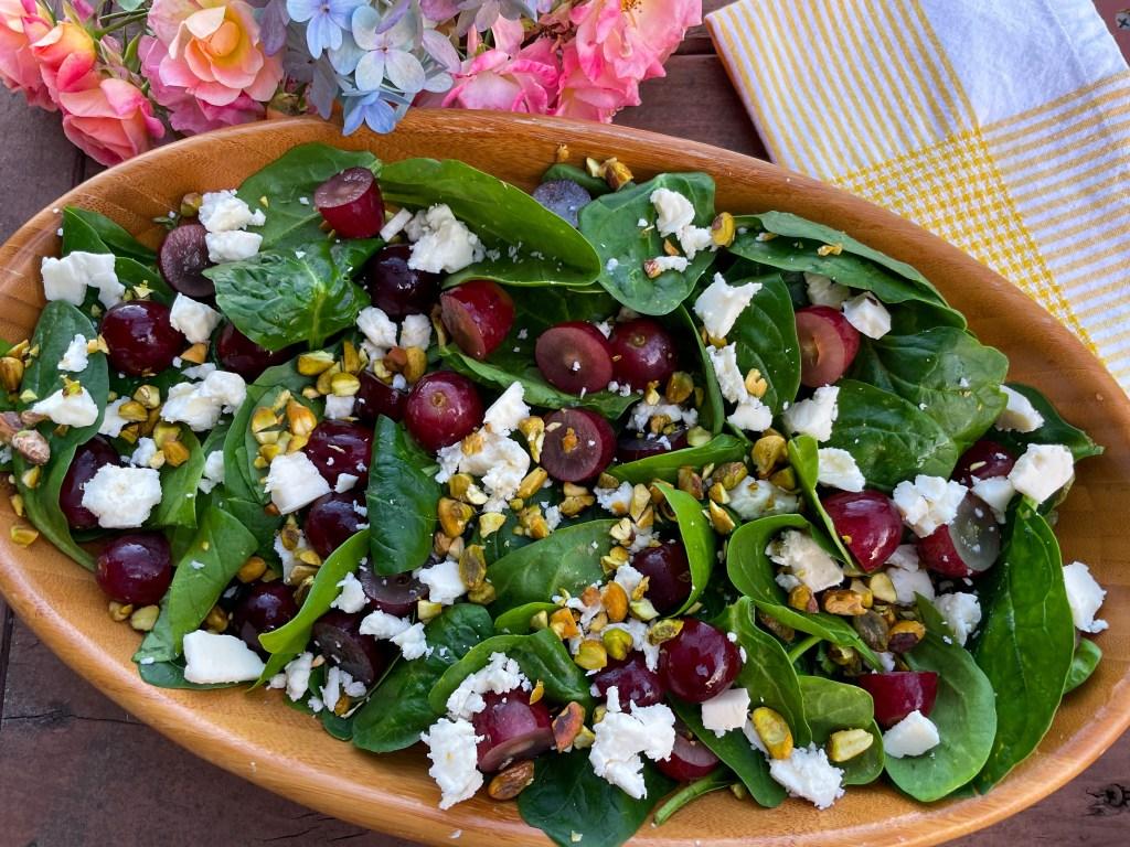 Grape and Pistachio Spinach Salad