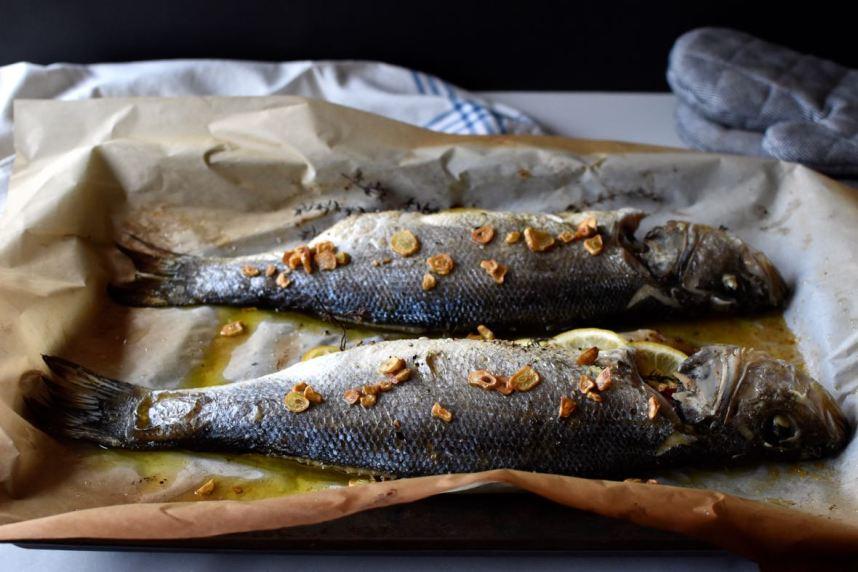 Whole baked branzino, Mama Ía blog